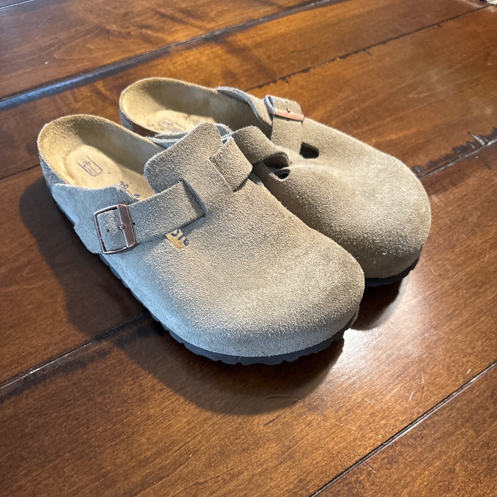 Birkenstock Boston Soft Footbed Suede Leather Taupe